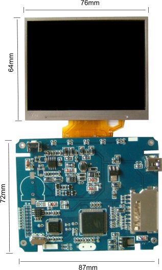 LCD and PCB dimensions